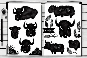 cloudy black ox tattoo idea