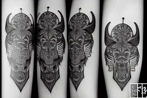cloudy black ox tattoo idea