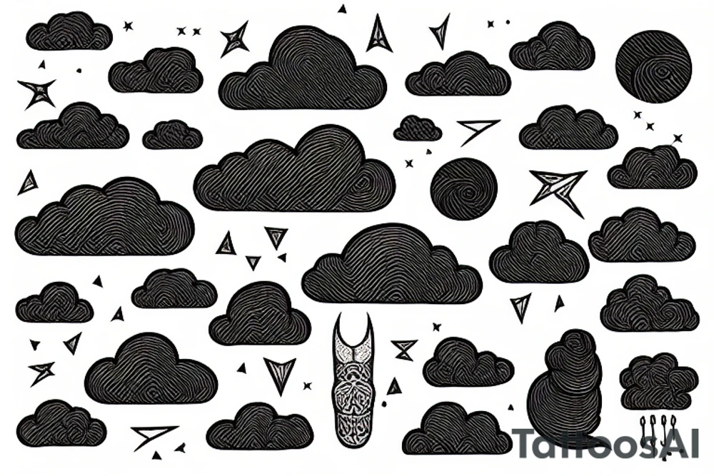clouds black ox niuzao tattoo idea