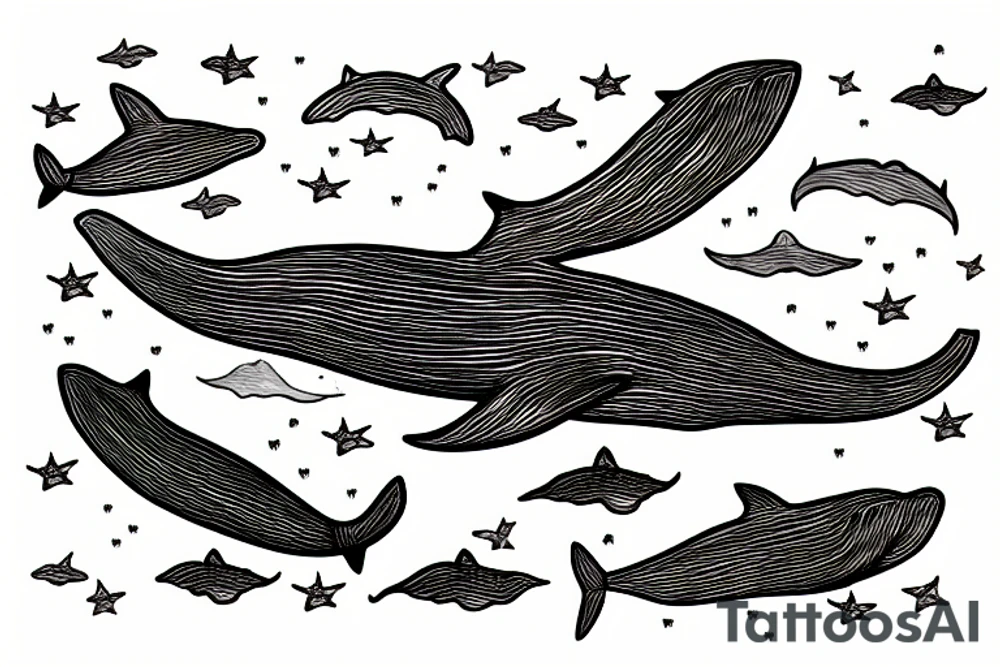 Whale flying through sky tattoo idea