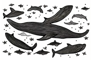 Whale flying through sky tattoo idea