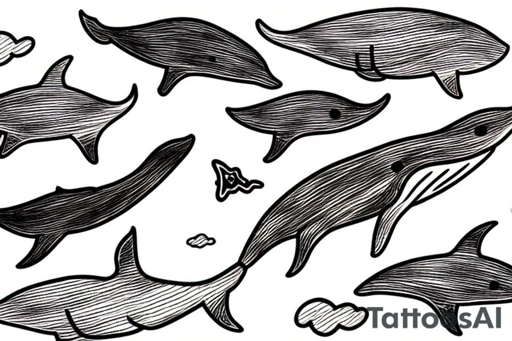 Whale flying through sky tattoo idea