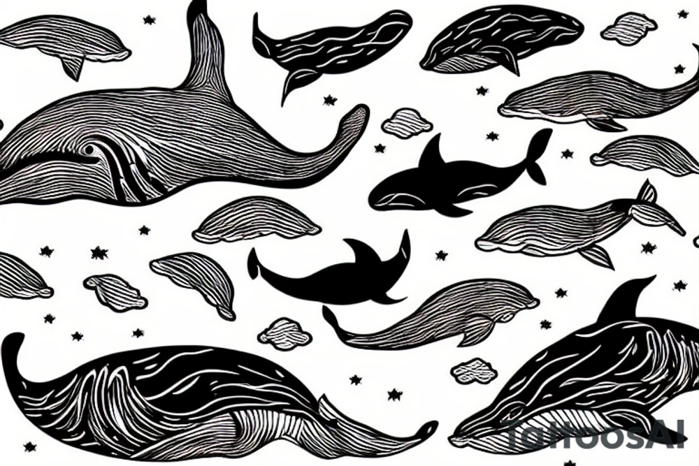 Whale flying through sky tattoo idea