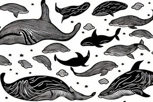 Whale flying through sky tattoo idea