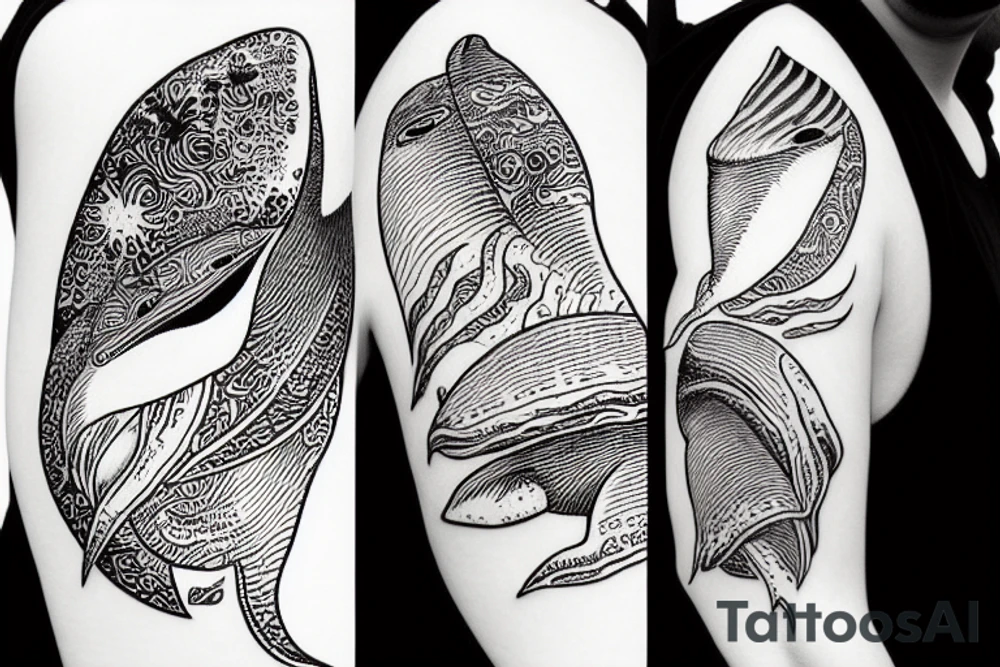 Whale flying through sky tattoo idea