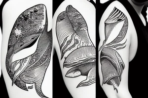 Whale flying through sky tattoo idea