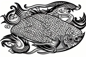 Galleon with koi carp below, a sailor tattoo idea