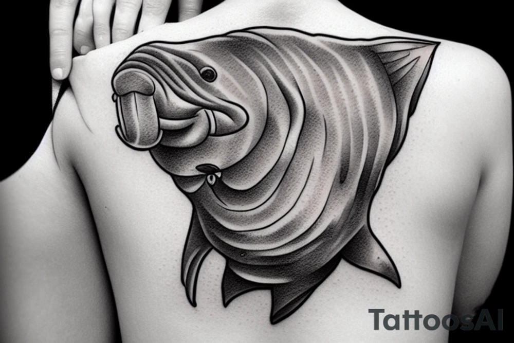 manateee swimming tattoo idea