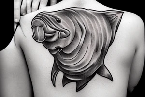 manateee swimming tattoo idea