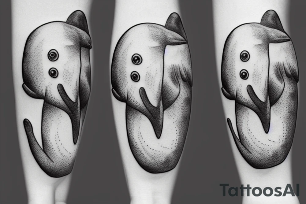 manateee swimming in ocean realistic tattoo idea