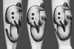 manateee swimming in ocean realistic tattoo idea
