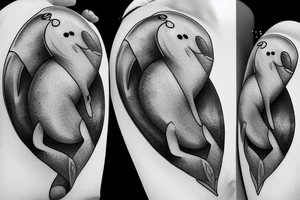 manateee swimming in ocean realistic tattoo idea