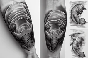 realistic manatee in ocean tattoo idea