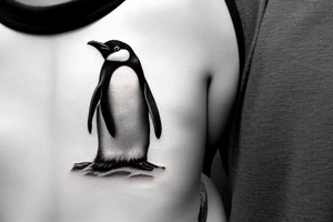 realistic penguins in ocean tattoo idea