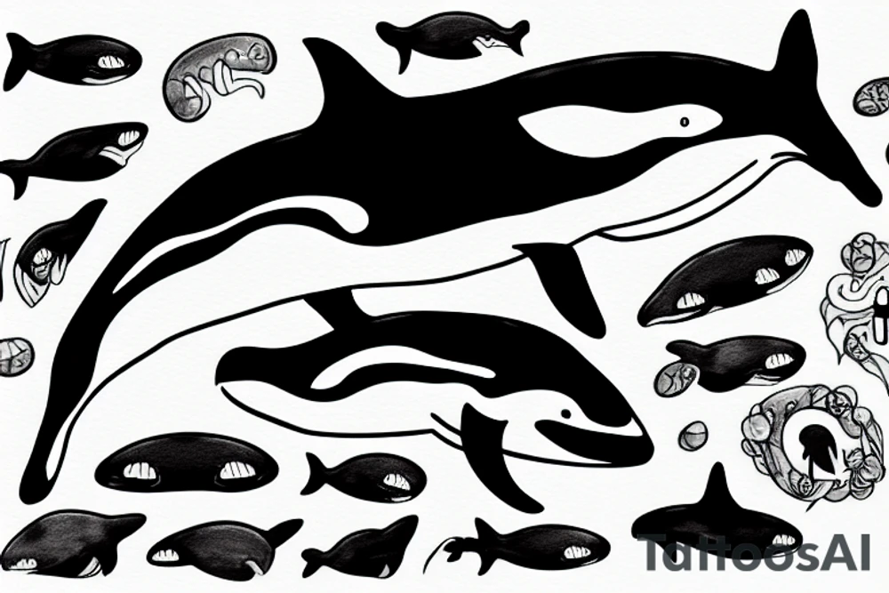 Killer whale glowing drawing tattoo idea