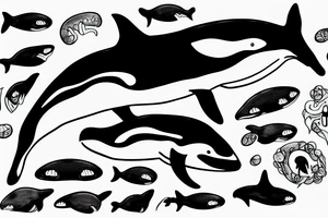 Killer whale glowing drawing tattoo idea