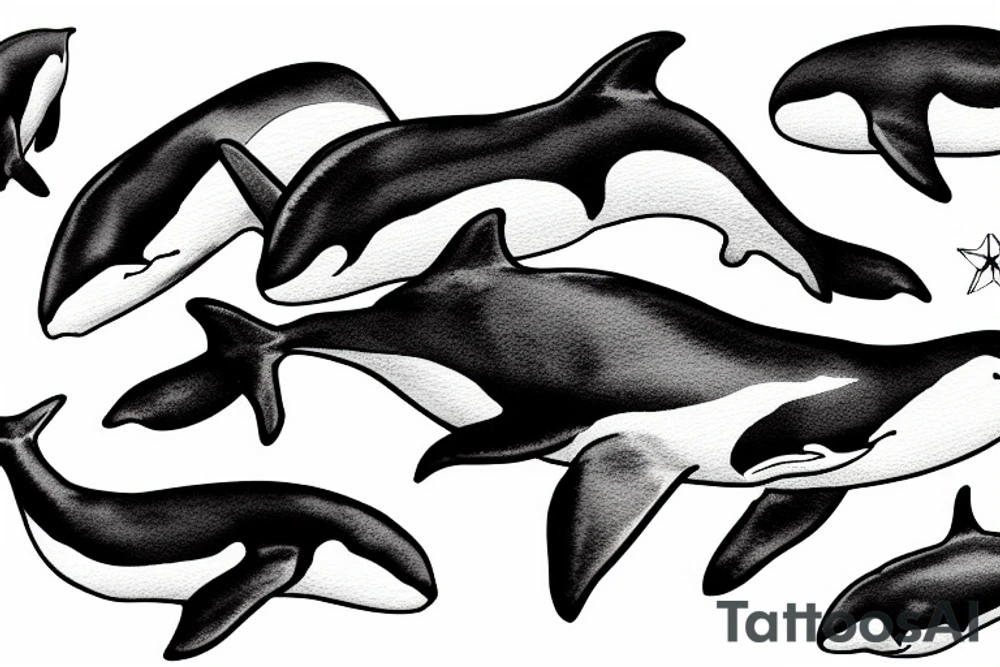 Killer whale glowing drawing tattoo idea