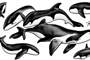 Killer whale glowing drawing tattoo idea