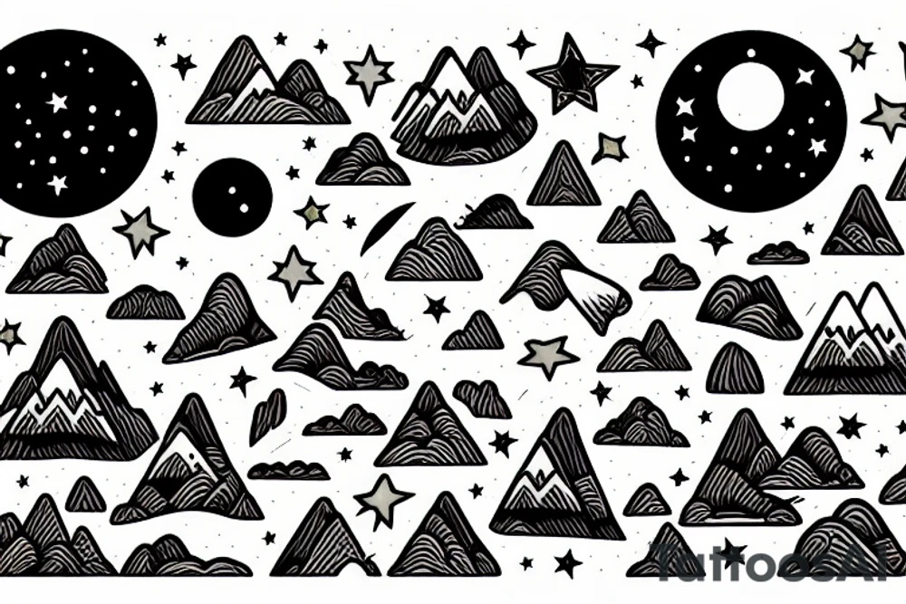 Mountains with stars tattoo idea