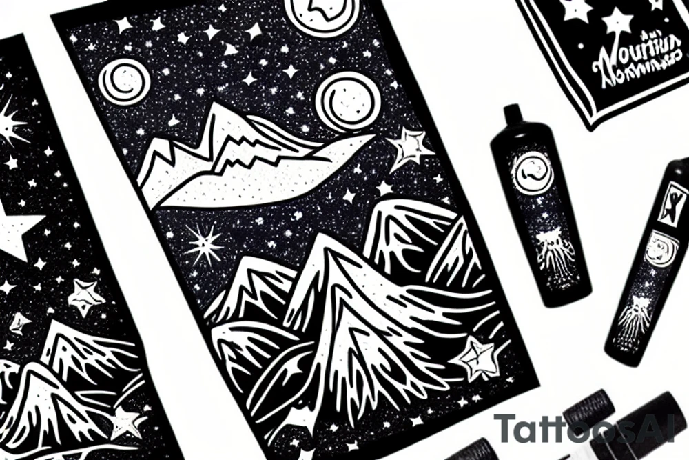 Mountains with stars tattoo idea