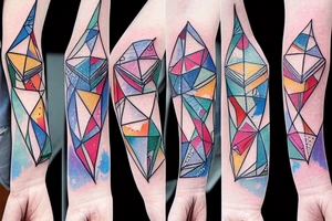 geometric penguins watercolor detailed tattoo idea