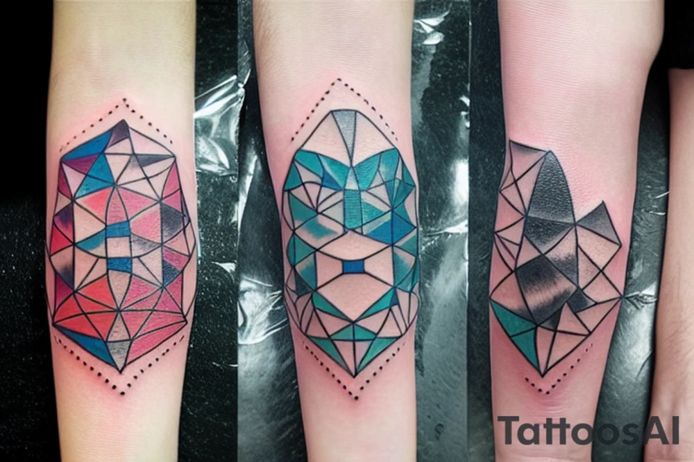 geometric penguins watercolor detailed tattoo idea
