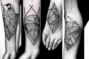 geometric penguins watercolor detailed tattoo idea