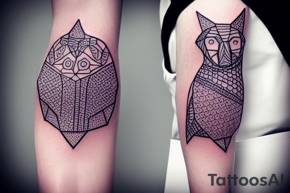 geometric penguins watercolor detailed tattoo idea