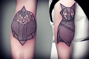 geometric penguins watercolor detailed tattoo idea