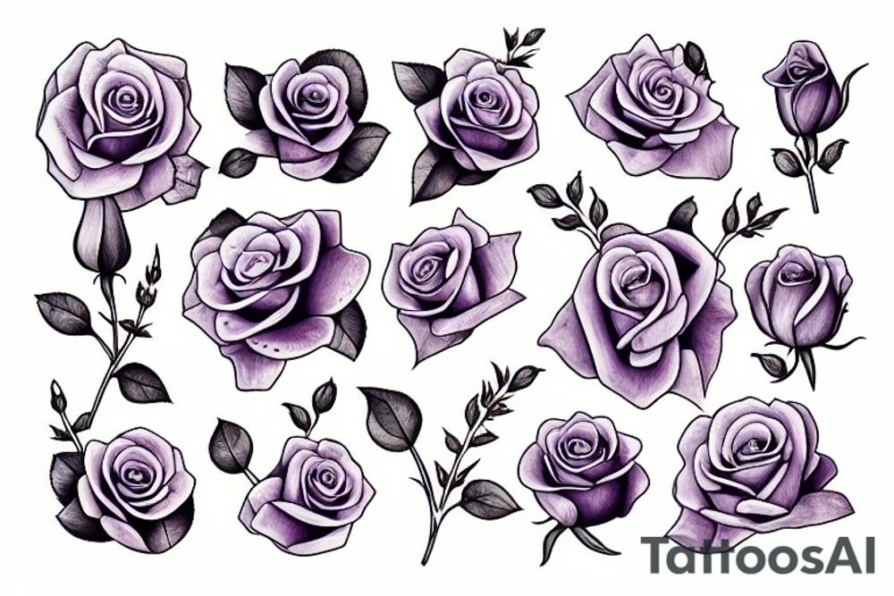 1 rose, lavender, lilac tattoo idea