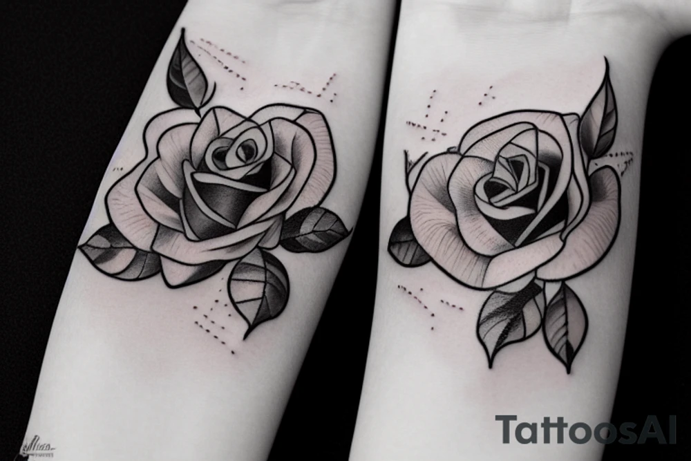 1 rose, lavender, lilac bouquet tattoo idea