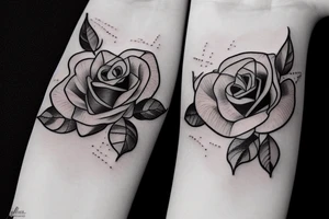 1 rose, lavender, lilac bouquet tattoo idea
