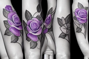thin line rose, lavender, lilac bouquet tattoo idea