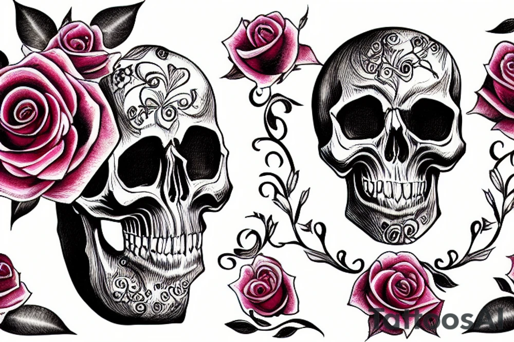 Skull,women,cracks, rose that's dripping tattoo idea