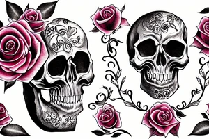 Skull,women,cracks, rose that's dripping tattoo idea
