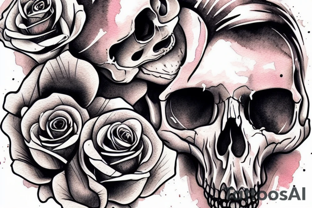 Skull,women,cracks, rose that's dripping tattoo idea