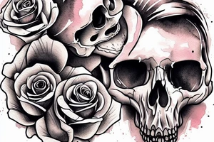 Skull,women,cracks, rose that's dripping tattoo idea