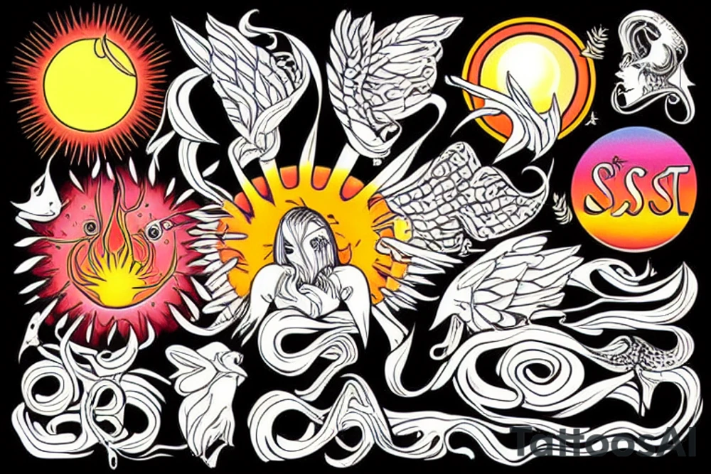sunset field tattoo idea