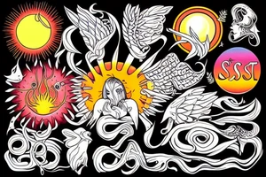 sunset field tattoo idea