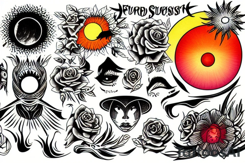 sunset field tattoo idea