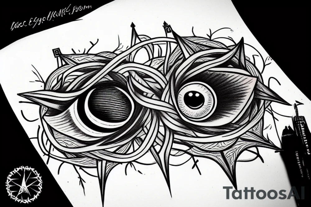 the all seeing eye entangled in vines tattoo idea