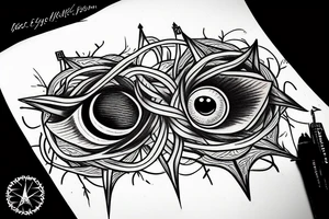 the all seeing eye entangled in vines tattoo idea