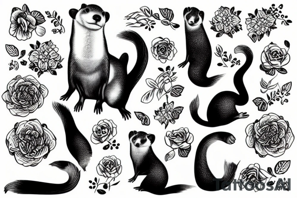 A ferret with a flower tattoo idea