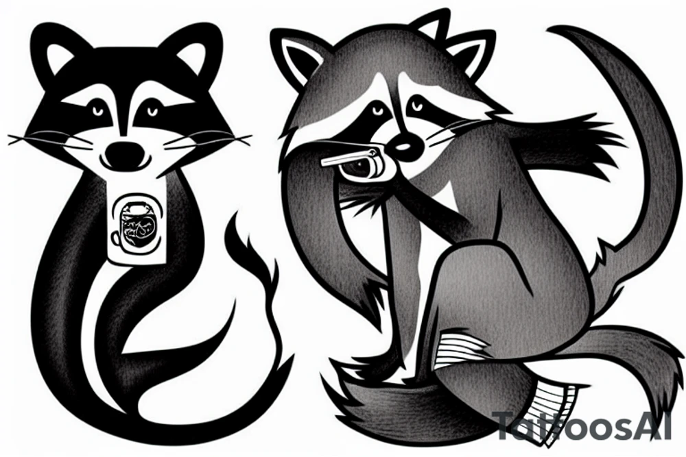 Raccoon smoking cigarette tattoo idea