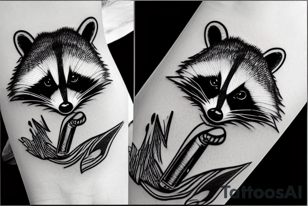 Raccoon smoking cigarette tattoo idea