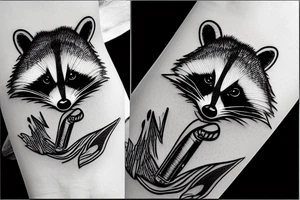 Raccoon smoking cigarette tattoo idea