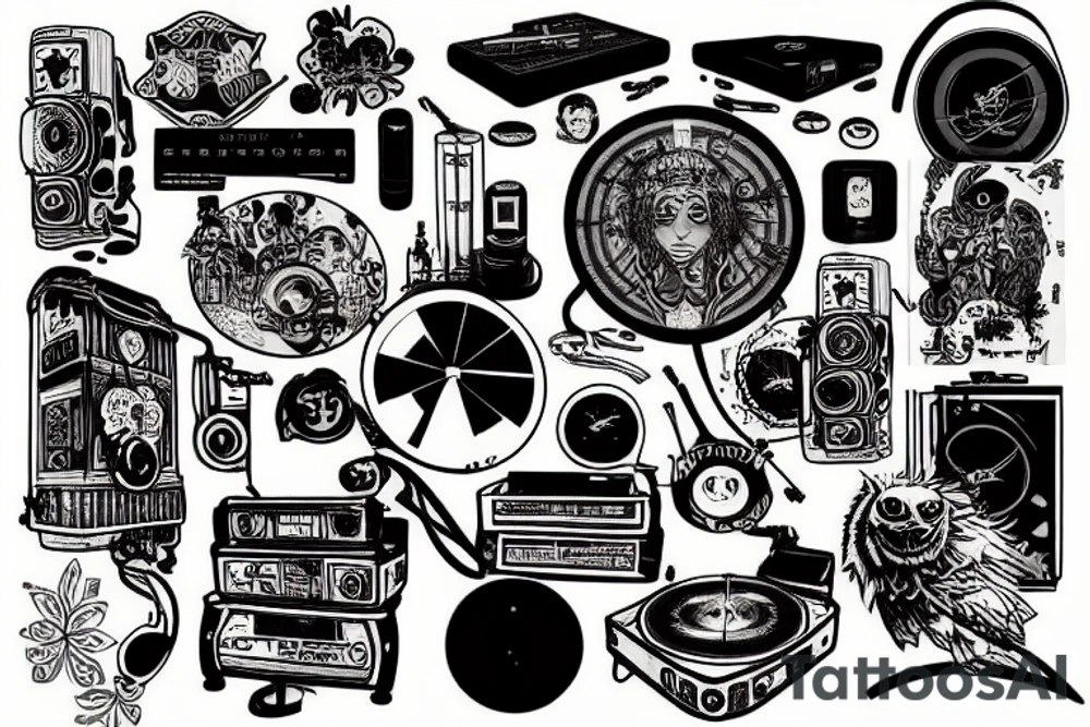 Turntable music new york city hip hop tattoo idea