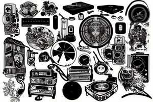 Turntable music new york city hip hop tattoo idea