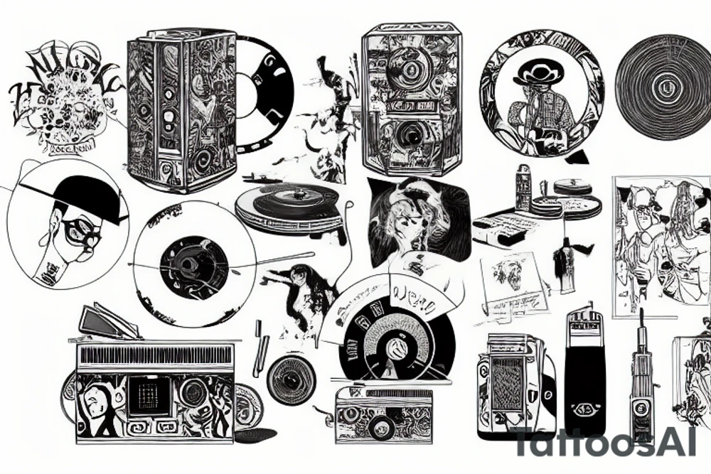 Turntable music new york city hip hop tattoo idea