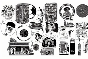 Turntable music new york city hip hop tattoo idea